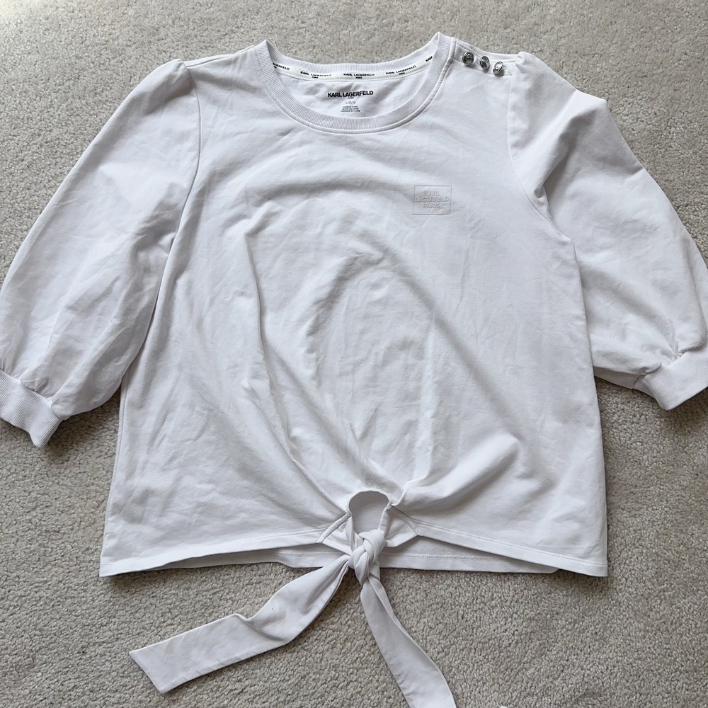 Karl Lagerfeld Paris White Signature Sweatshirt Size L